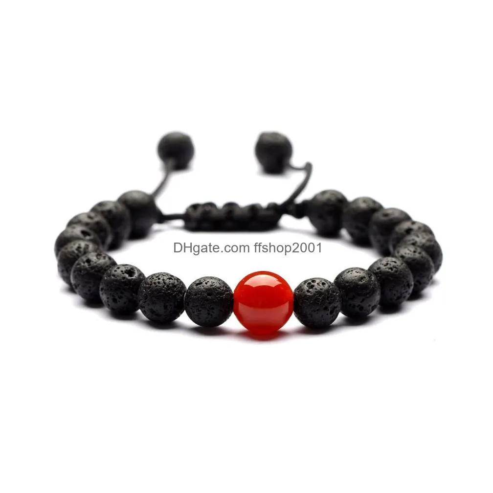 7 chakras lava rock bead chain bracelet  oil diffuser natural stone braided rope bangle for women men fashion crafts