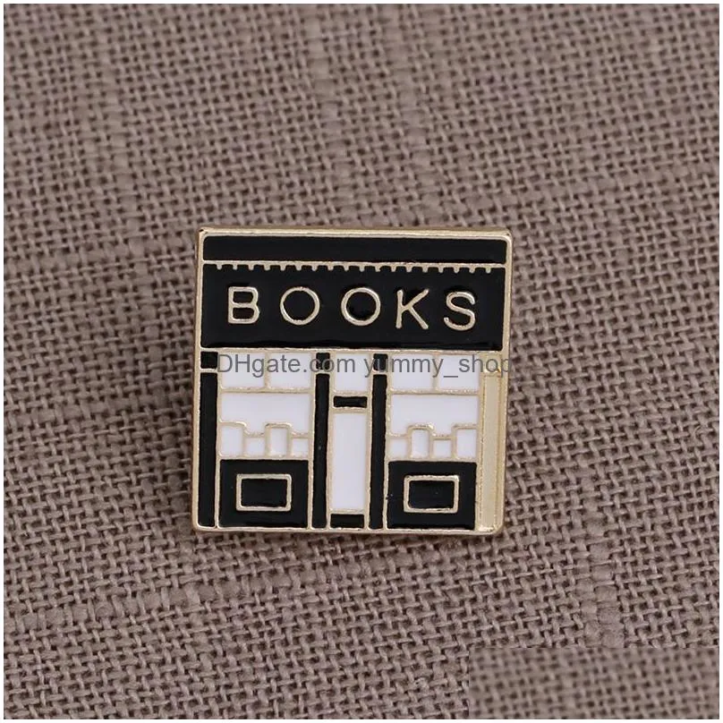 2018 cute enamel books brooches women men bookstore reel creative cartoon pins badge for children fashion jewelry gift