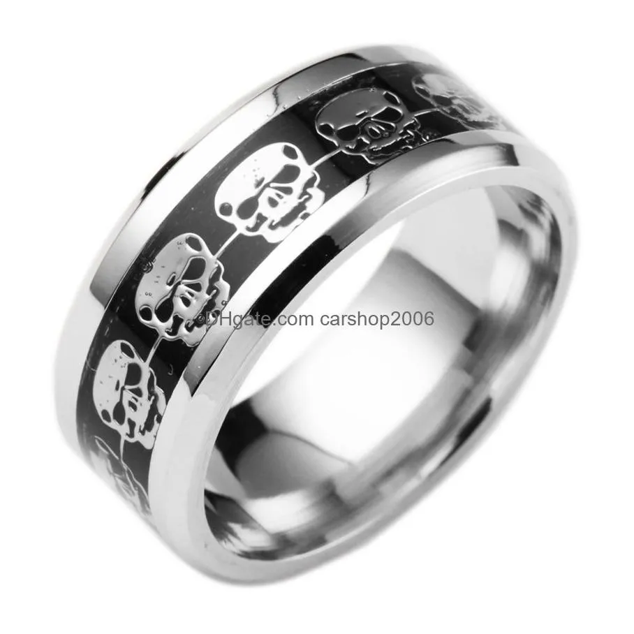 2016 stainless steel men s rings skeleton skull titanium steel band rings 3 colors male fashion ring for man jewelry