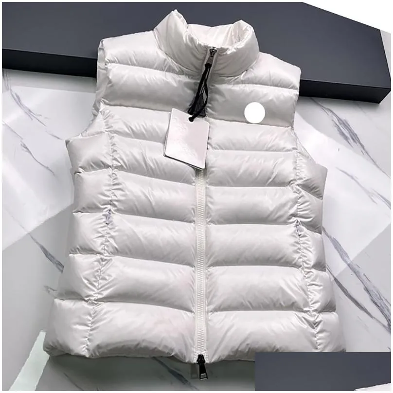 womens down vest jackets french designer brand sleeveless lady vest luxury embroidery badge outerwear coats size s/m/l/xl