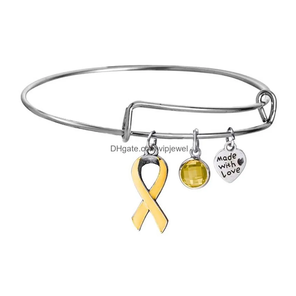  pink ribbon charm breast cancer awareness bracelets for women designer extendable wire cute bangle nursing survivor jewelry gift