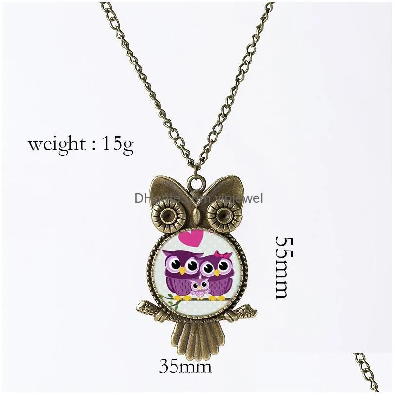  fashion jewelry cute owl pendant necklace retro cartoon pendant necklace sweater chain for women jewellery accessories factory