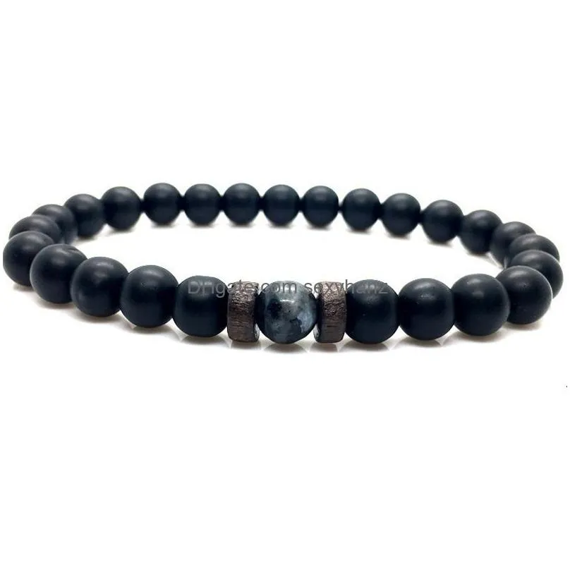 8mm black lava rock beaded bracelets mens wood beads charms natural stone bangle for women fashion craft jewelry