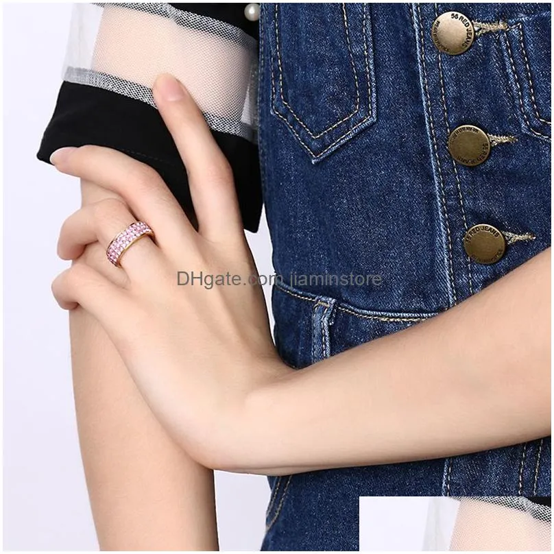 316l stainless steel iced out rings for women bling crystal luxury cool finger rings mens couple fashion jewelry bulk