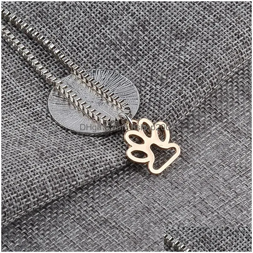 cute live love rescue lettering pendant necklace animal cat dog paw print personalized necklace for women men s fashion jewelry