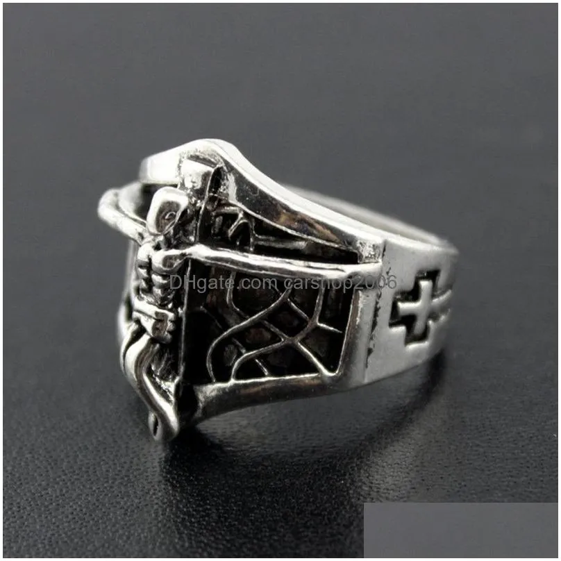 2017 gothic skull carved biker rings mens anti-silver retro punk rings for men s fashion jewelry mixed styles bulk lots 