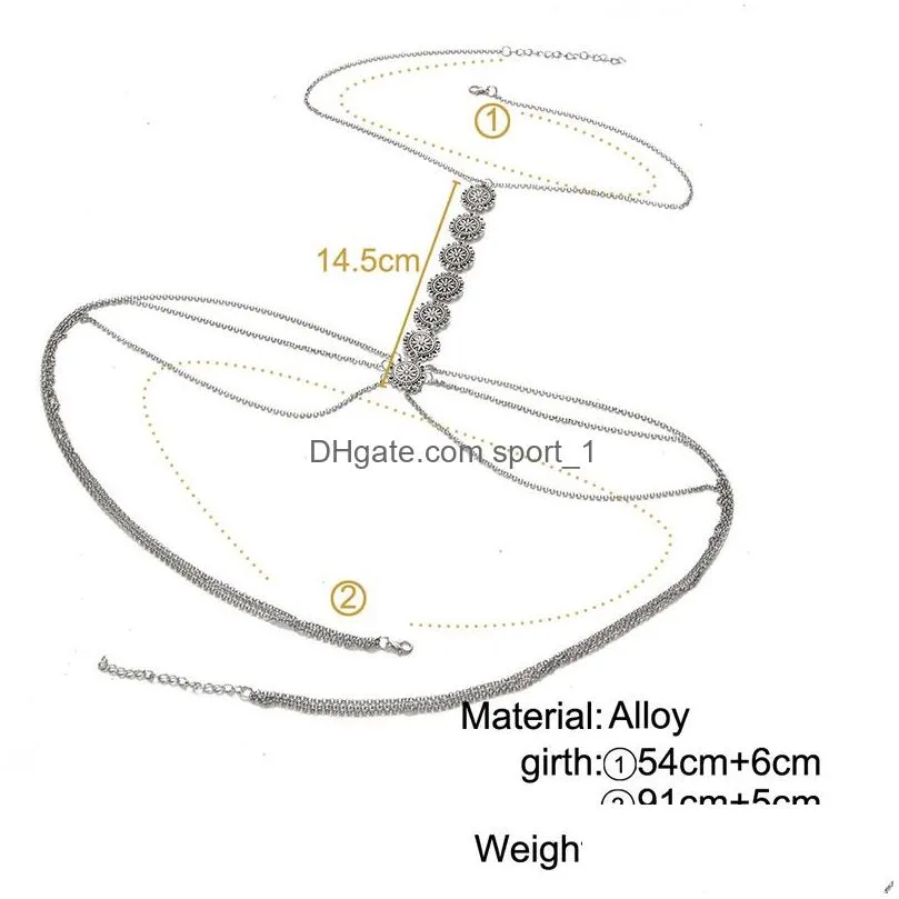  arrival women sexy swimsuit body chain vintage gold ancient silver waist belly back chains for female fashion beach jewelry