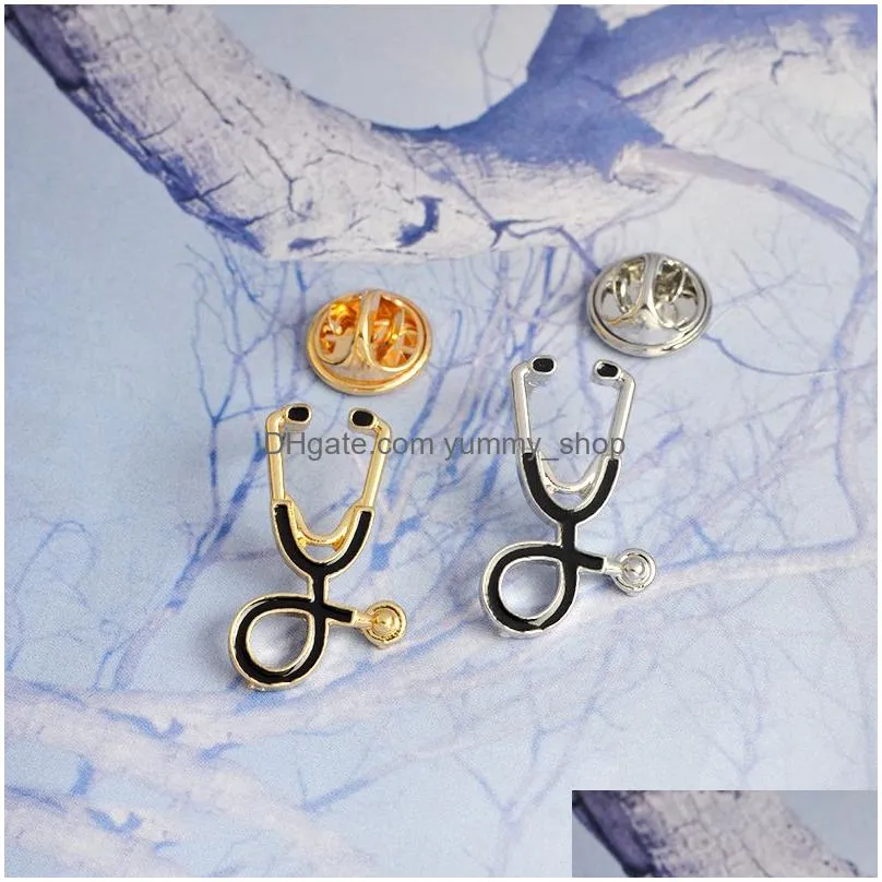 nurse doctor stethoscope enamel brooch pins creative lapel brooches badge for women men girl boy fashion jewelry gift