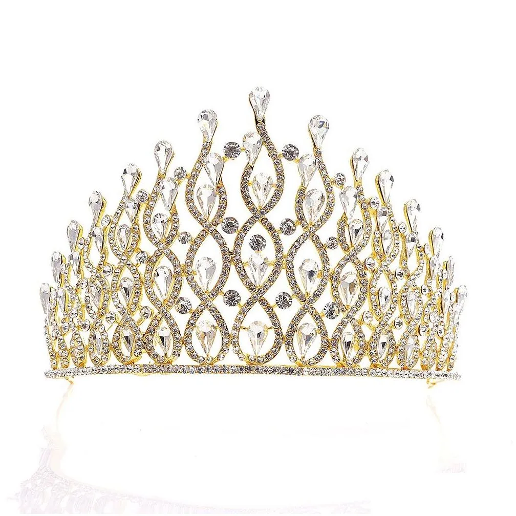 2021 vintage baroque bridal tiaras accessories prom headwear stunning sheer crystals wedding tiaras and crowns 1911