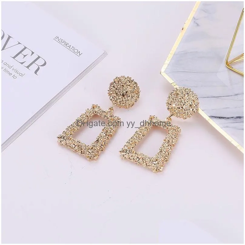 european design hyperbolic geometric drop earrings 6 colors personality shiny big dangle ear rings for women ladies fashion jewelry