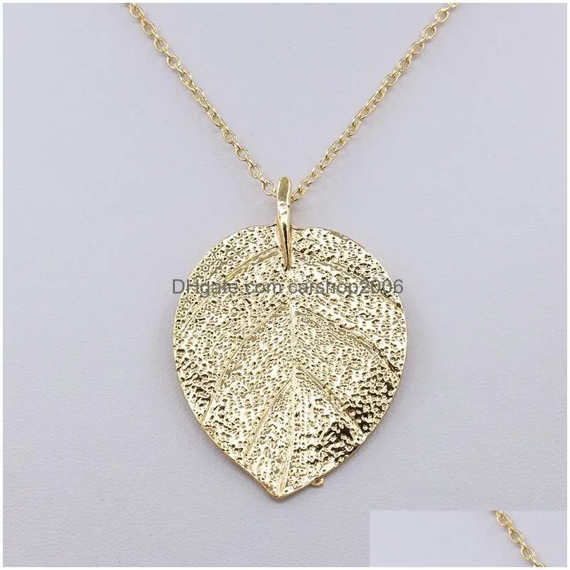 european vintage punk gold leaf leaves pendant necklace chain alloy pendants necklaces for women jewelry valentines day gift