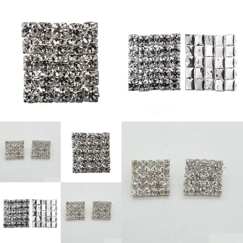 50pcs 16x16mm square rhinestone embellishment buttons flatback diy crystal buckles factory price