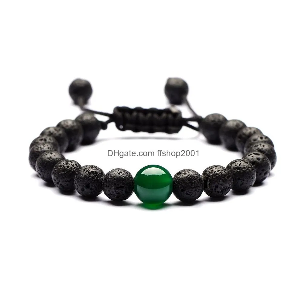 7 chakras lava rock bead chain bracelet  oil diffuser natural stone braided rope bangle for women men fashion crafts