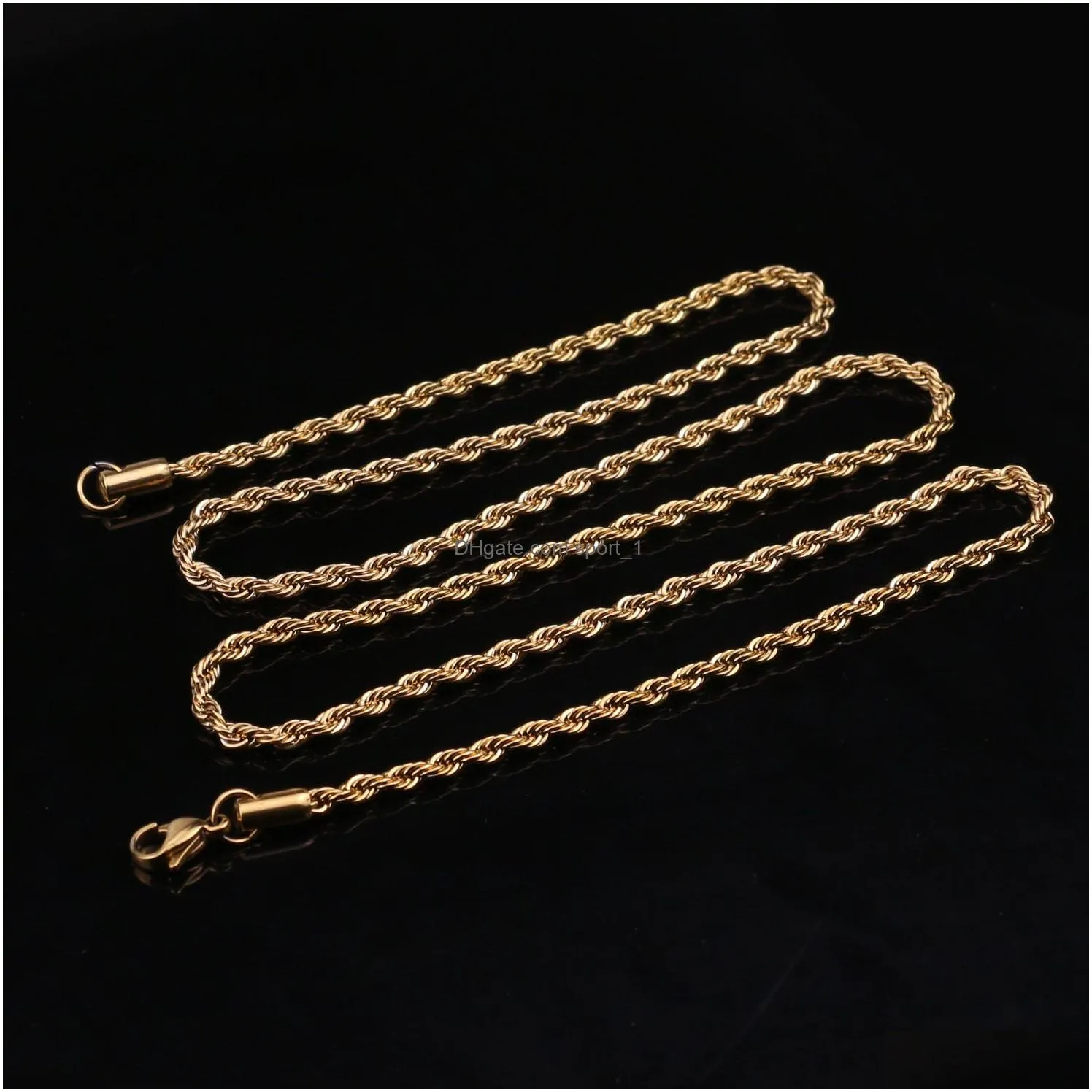 5-7mm stainless steel twisted rope gold chain necklaces for men women hip hop titanium steel thick choker fashion party jewelry gift