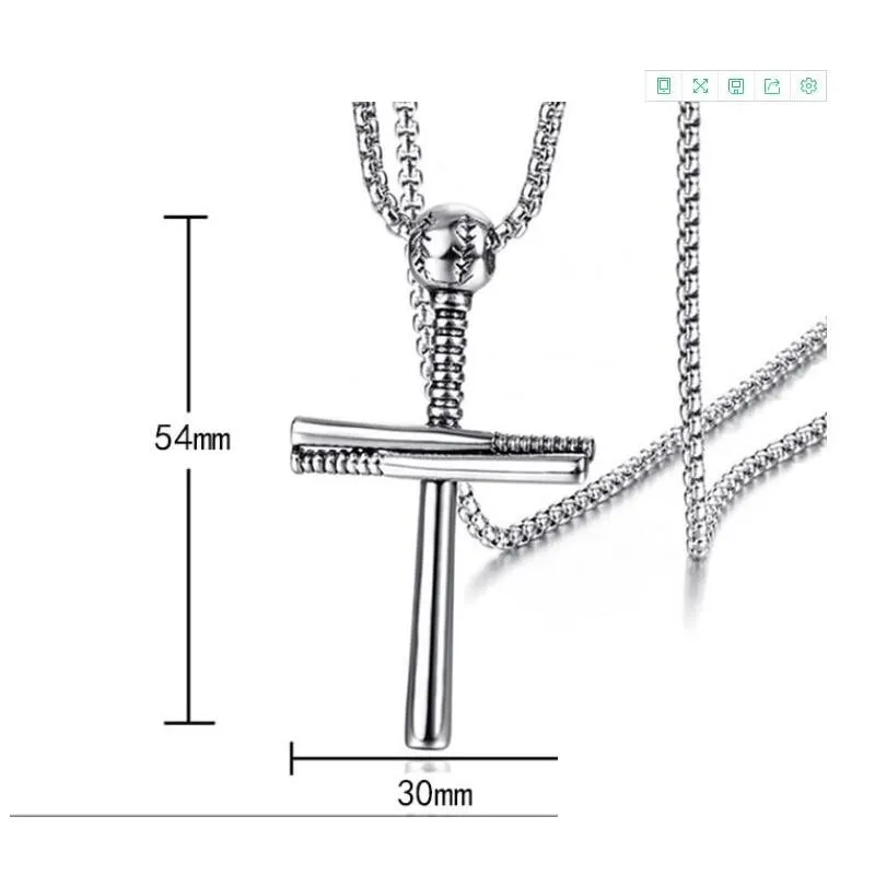 2020 baseball bat cross pendant necklace stainless steel original bat cross