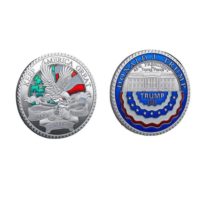 2024 donald trump coin president term commemorative craft keep america great metal badge