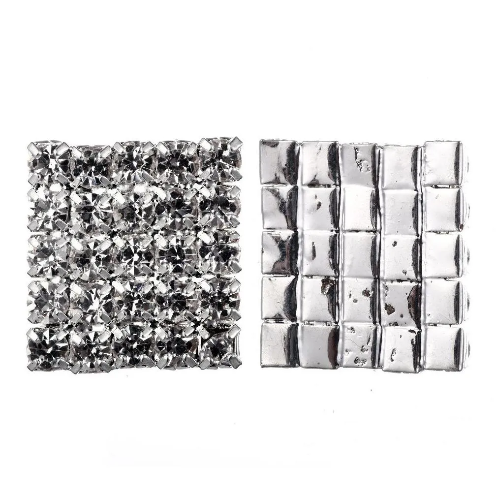 50pcs 16x16mm square rhinestone embellishment buttons flatback diy crystal buckles factory price