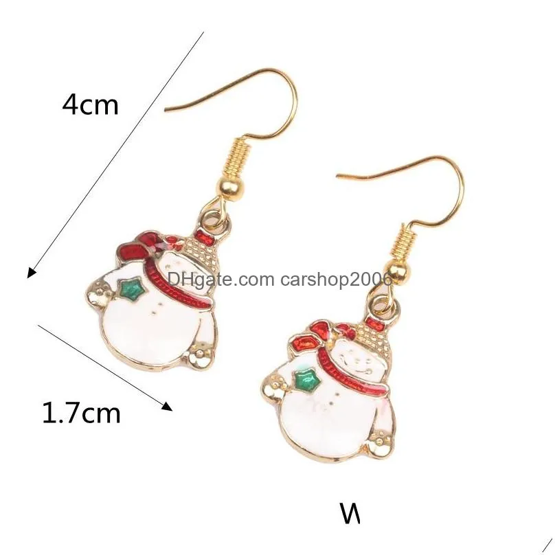  christmas cartoon womens drop earrings alloy father christmas snowman tree dangle chandelier earring for ladies fashion jewelry