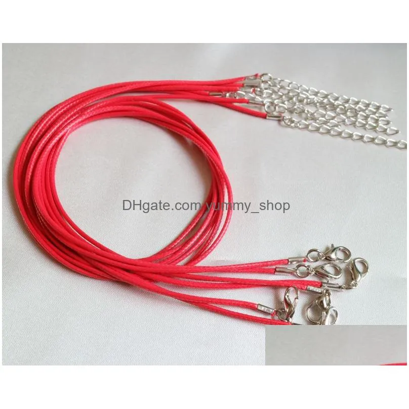 10 color wax leather beading necklace cord string snake rope wire extender chain lobster clasp fashion diy jewelry findings in bulk