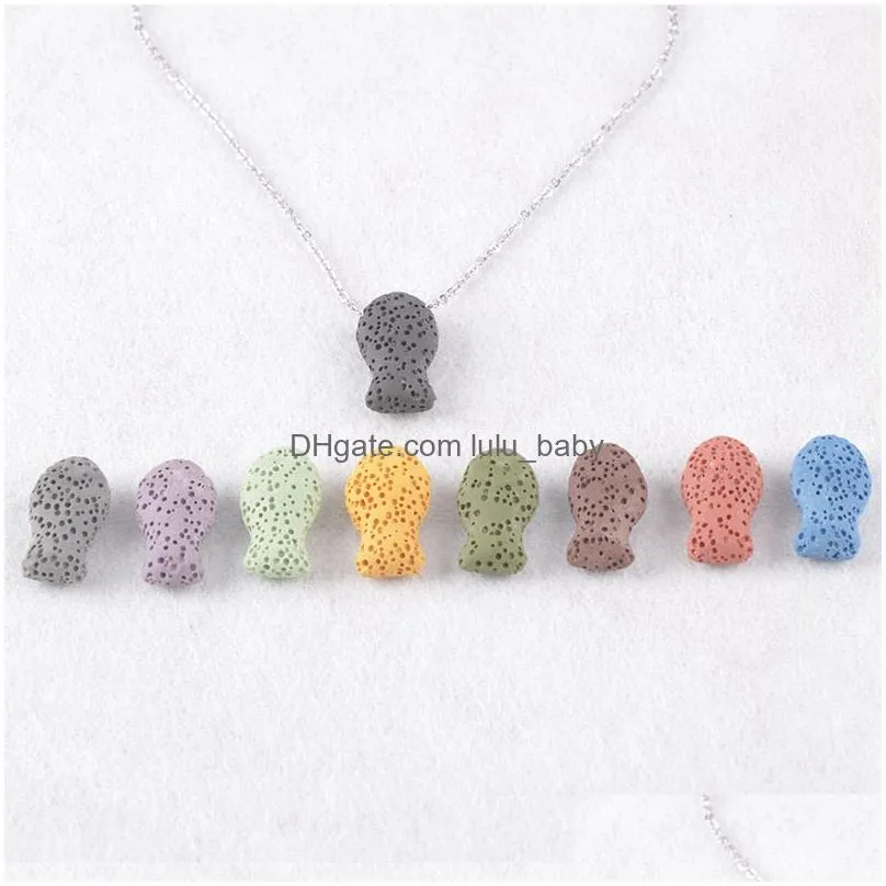 9 color/lots lava rock necklaces triangle star heart fish drop shape beads essential oil diffuser stone pendant for women fashion