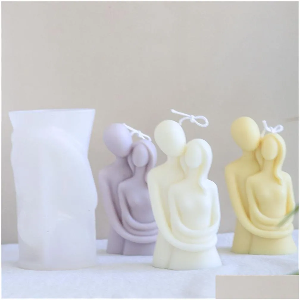 craft tools silicone candle mold 3d couple hugging body art resin casting mould for candle making aromatherapy plaster kdjk2202