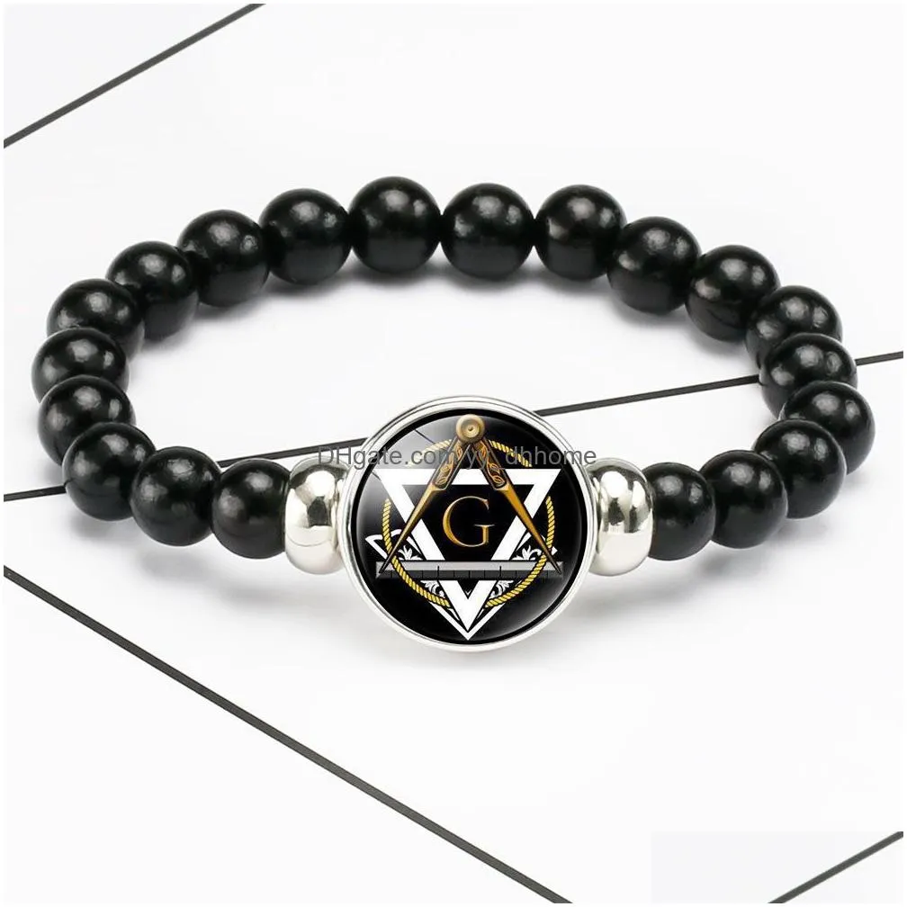  masonic sign charm bracelets for mens 18mm ginger snap button acrylic beads chains bangle fashion jewelry gift