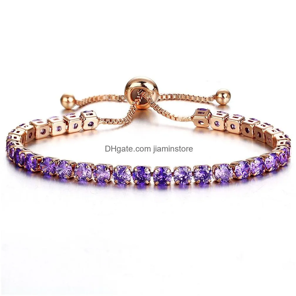 luxury austrian crystal tennis bracelets for women 1 row bling cubic zirconia gold silver adjustable bracelet bangle fashion wedding