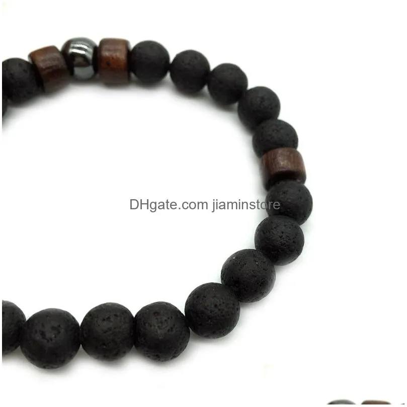 mens lava rock essential oil diffuser bracelets for women natural stone magnetic wooden beads charm bracelets diy fashion jewelry in