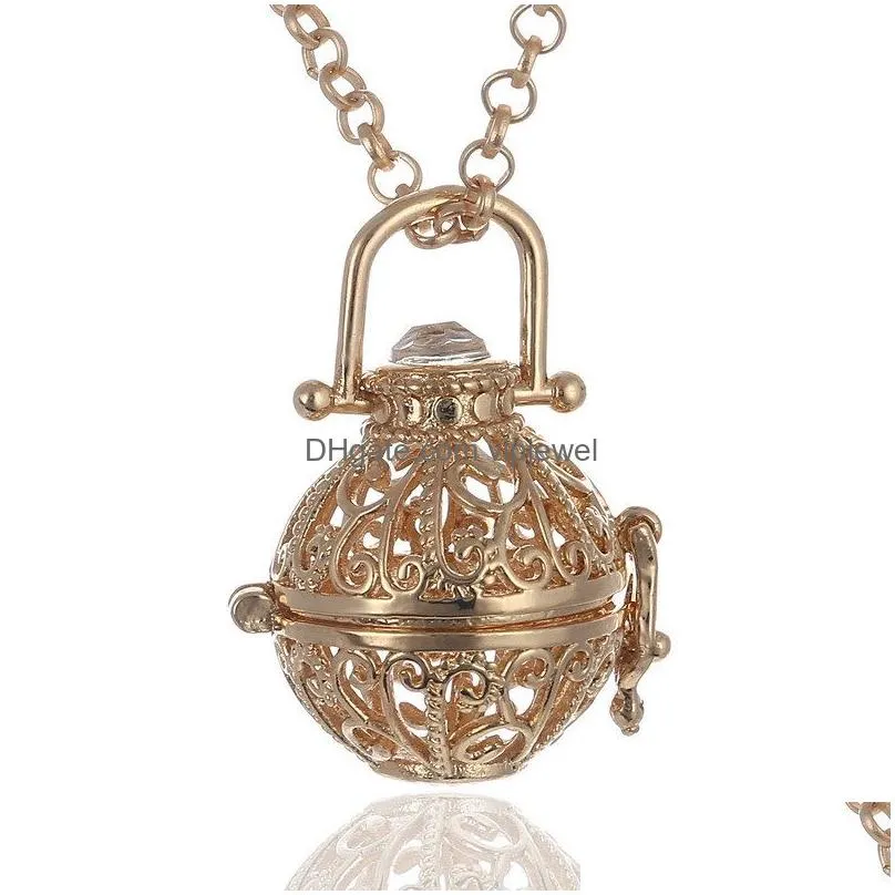  essential oil diffuser lava necklace openwork flower aromatherapy rock lockets pendant necklaces for women fashion jewelry