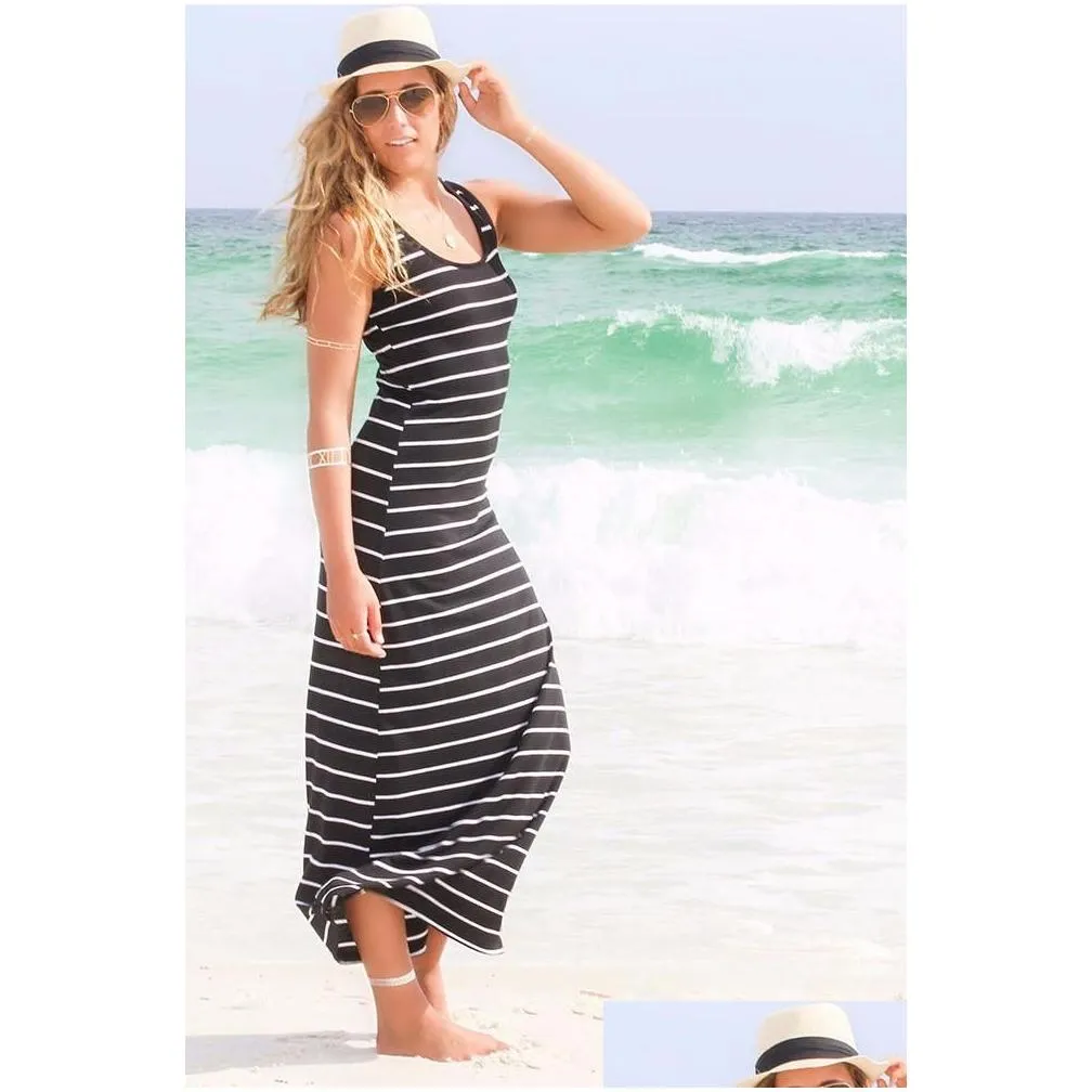 womens causal striped maxi dress designger girls beach summer crop top vest dresses formal backless skirt evening sexy women maxi clothing