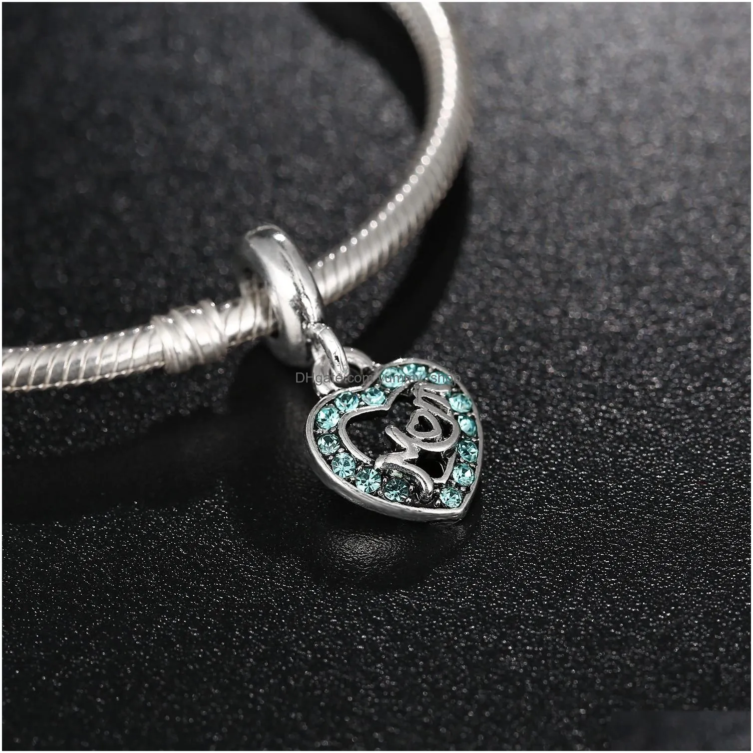 mothers day jewelry crystal rhinestone mom beads charm silver big hole loose spacer craft bead pendant fit bracelet for jewelry