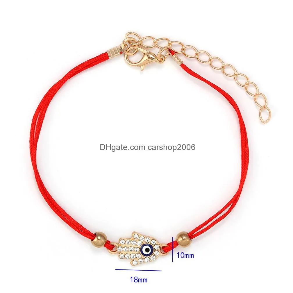 turkish blue evil eye charm wrap bracelets for women crystal fatima hamsa hand cross charm red string rope bangle fashion jewelry