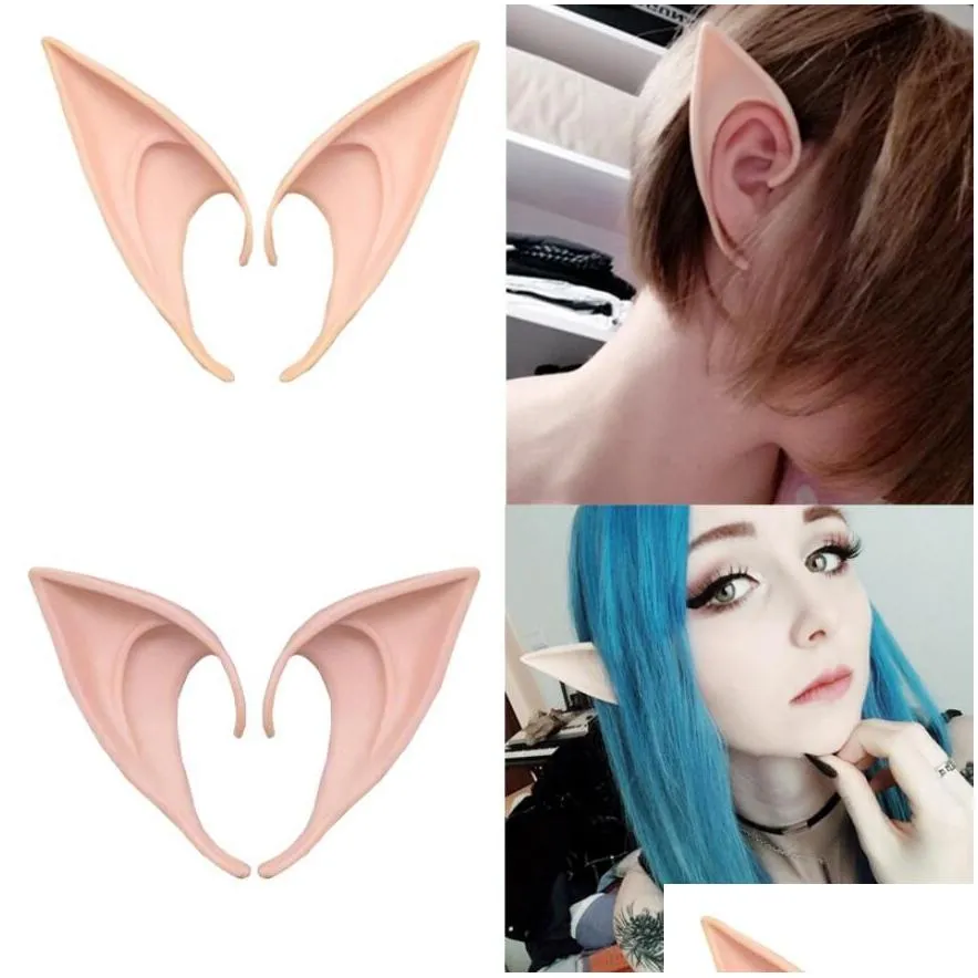  angel elf ears halloween costume masquerade party latex soft pointed prosthetic false ears fake pig nose cosplay accessories 1pair