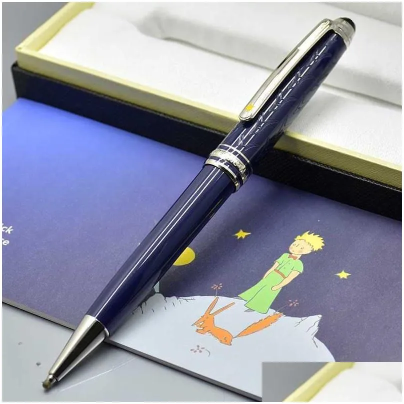 promotion petit prince blue and silver ballpoint pen / roller ball exquisite office stationery 0.7mm ball pens for christmas gift no