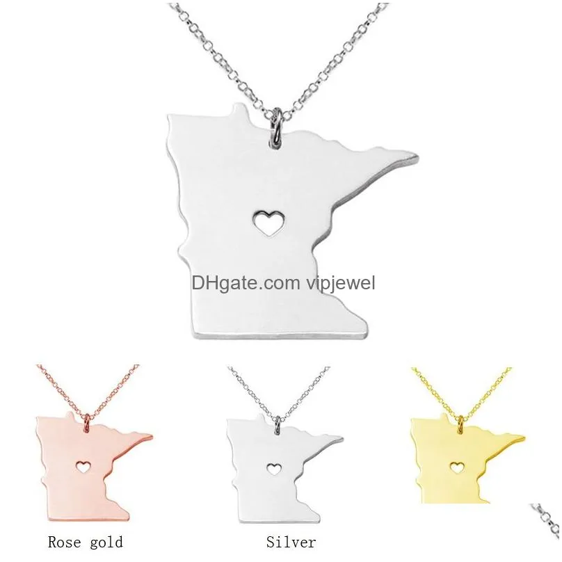 2016 america 50 state map pendant necklaces with heart diy state pendent necklace stainless steel fashion jewelry  state