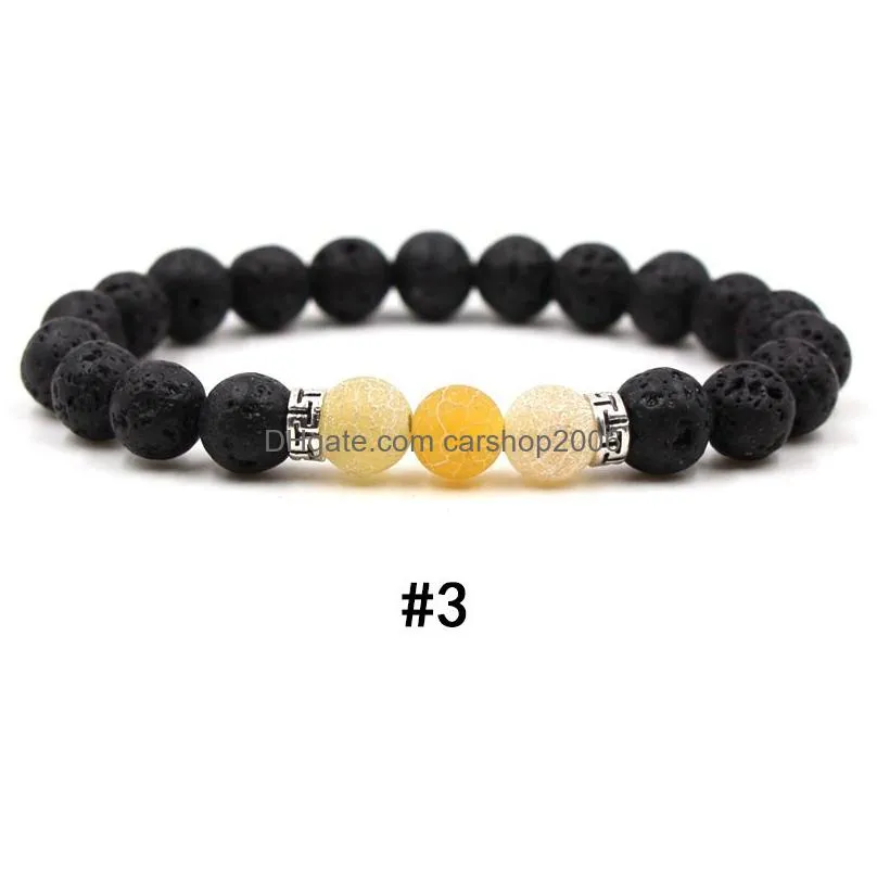  arrival 7 colors chakra men lava rock bracelet 8mm black natural volcanic healing energy stone yoga bangle for women fashion