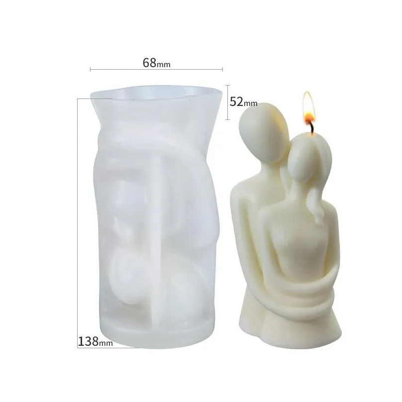 craft tools silicone candle mold 3d couple hugging body art resin casting mould for candle making aromatherapy plaster kdjk2202