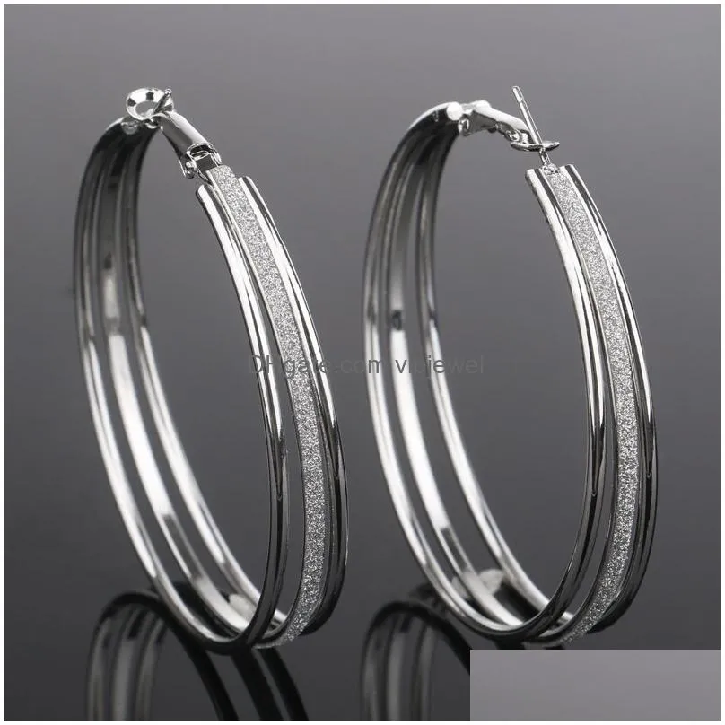 luxury multilayer big hoop earrings women trendy matte round large size earrings for girl female fashion ear jewelry