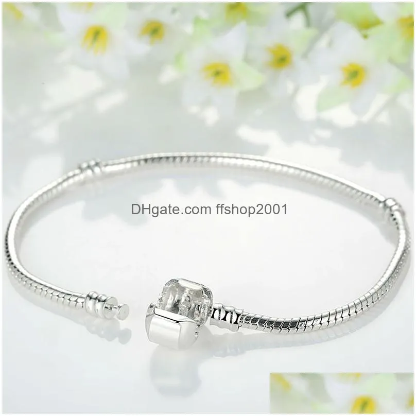 factory wholesale 925 sterling silver bracelets snake chain fit charm european bead bangle bracelet for men women jewelry gift in bulk