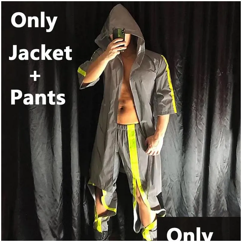 mens jackets reflective fluorescent set nightclub bar singer dancer male costume