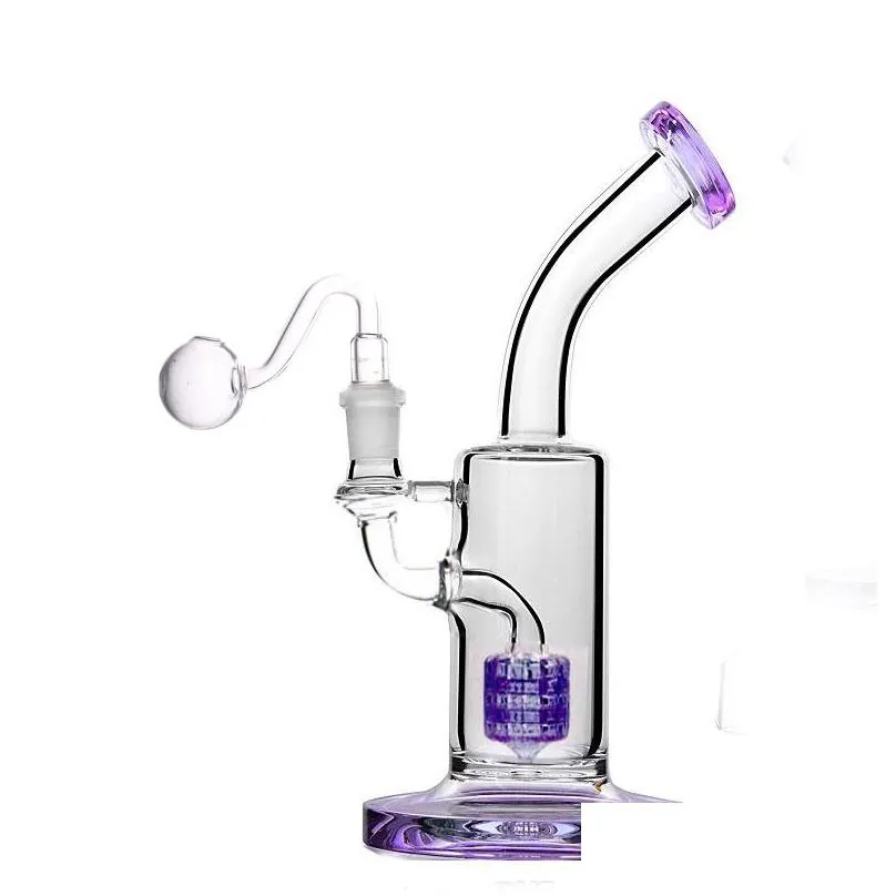 heady thick female glass bong fab egg water pipe hookahs purple blue green mobius matrix 23cm tall recycler dab rig bong with male oil burner pipe dhs