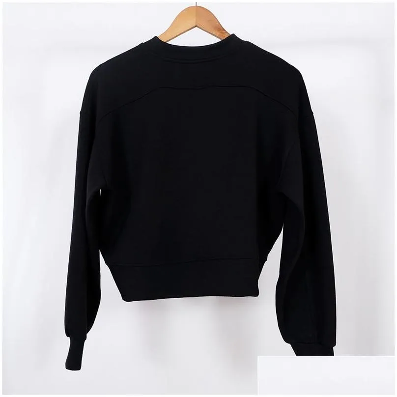 ll women yoga outfit perfectly oversized sweatshirts sweater loose long sleeve crop top fitness workout crew neck blouse gym