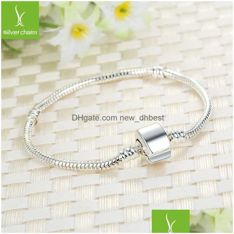 top quality silver basic snake chain women men magnetic clasp bangle for charm european beads bracelet jewelry making