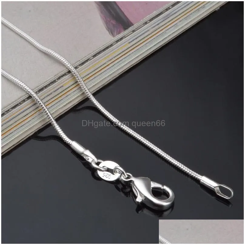 1mm 2mm 925 sterling silver snake chains choker necklaces jewelry in bulk optional size 16 18 20 22 24 26 28 30 inches