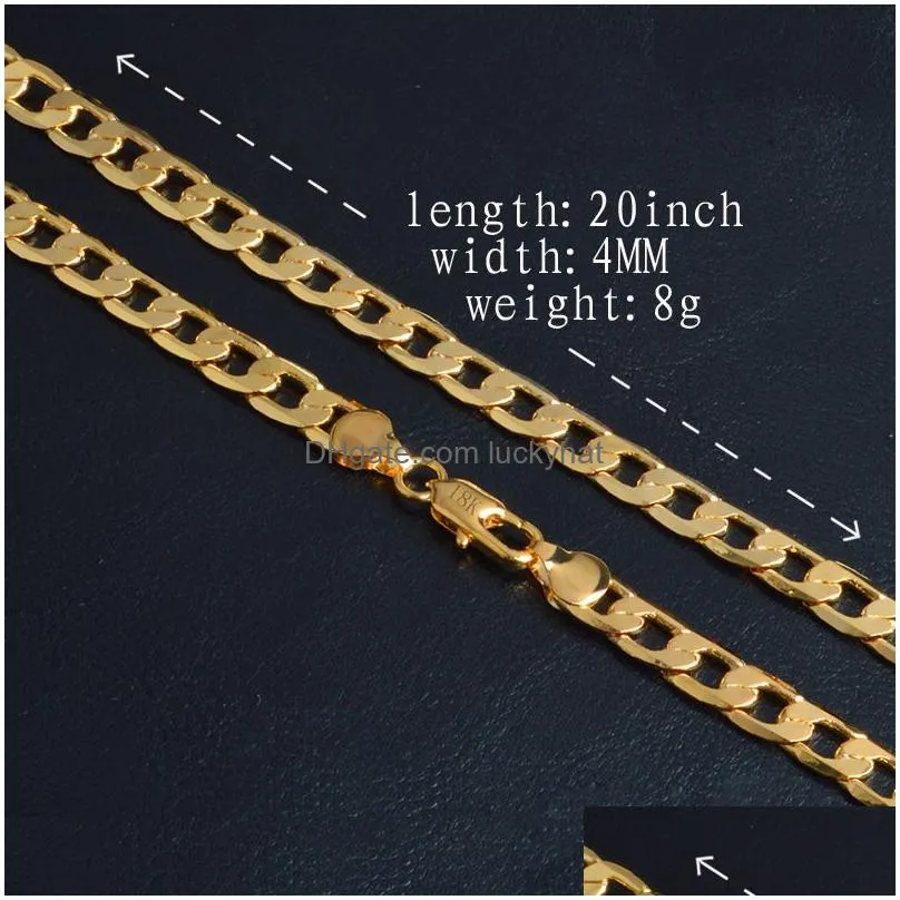 4-10mm gold cuban link chain necklace for women men 20 inches hip hop rapper choker fashion jewelry gift