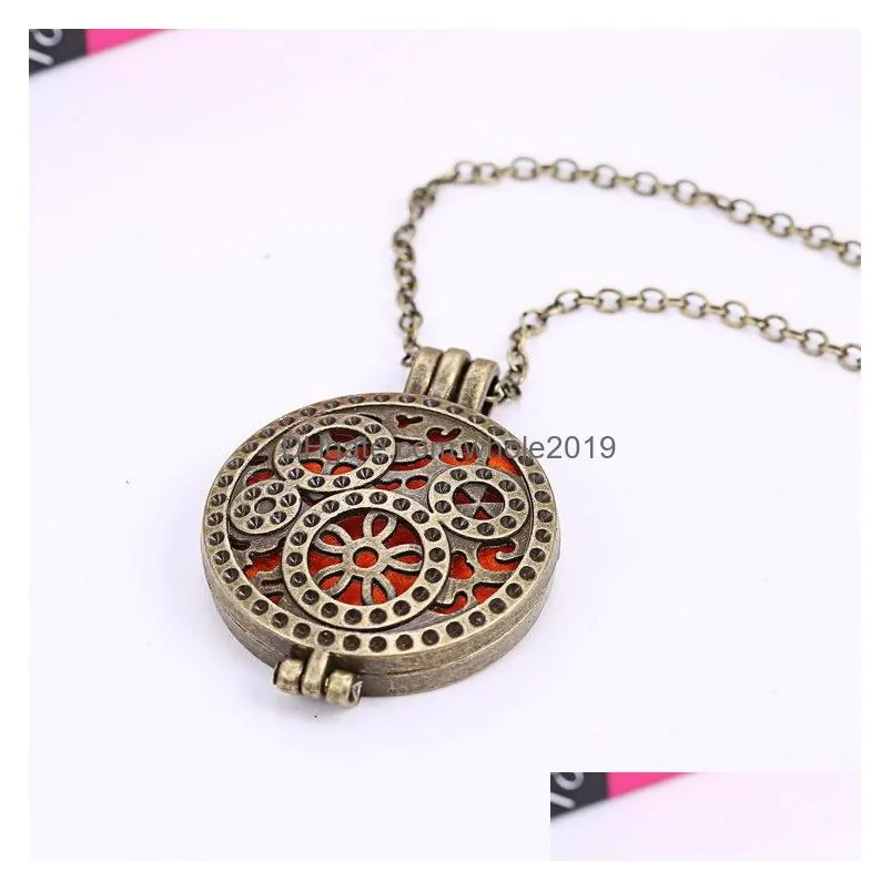 fashion  oil diffuser pendant necklaces womens jewelry aromatherapy diffuser lockets necklace bronze steampunk wheel gear
