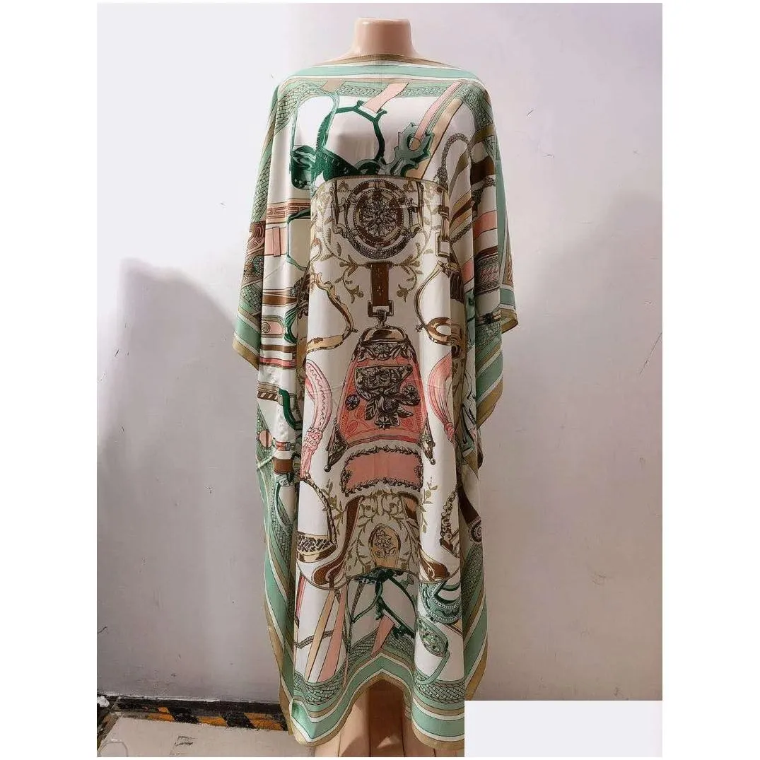 ethnic clothing length 130cm bust 130 cm elegant printed silk caftan lady dresses loose style dashiki african muslim women long
