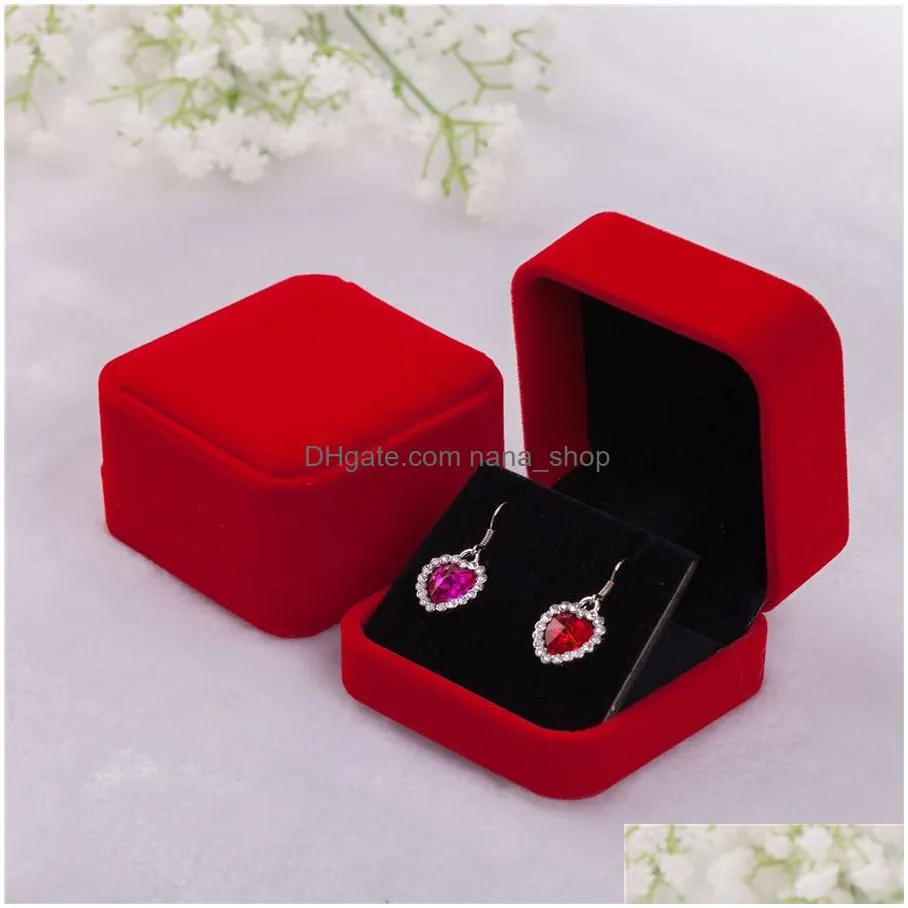 6 colors fashion velvet jewelry boxes cases for only dangle earrings wedding jewelry gift packaging display size 70mmx80mmx40mm