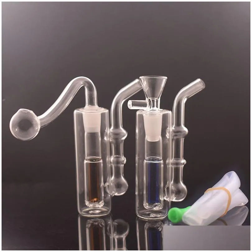 wholesale colorful mini smoking water dab rigs bong hookah with 10mm male glass tobacco or oil burner bowl and silicone hose