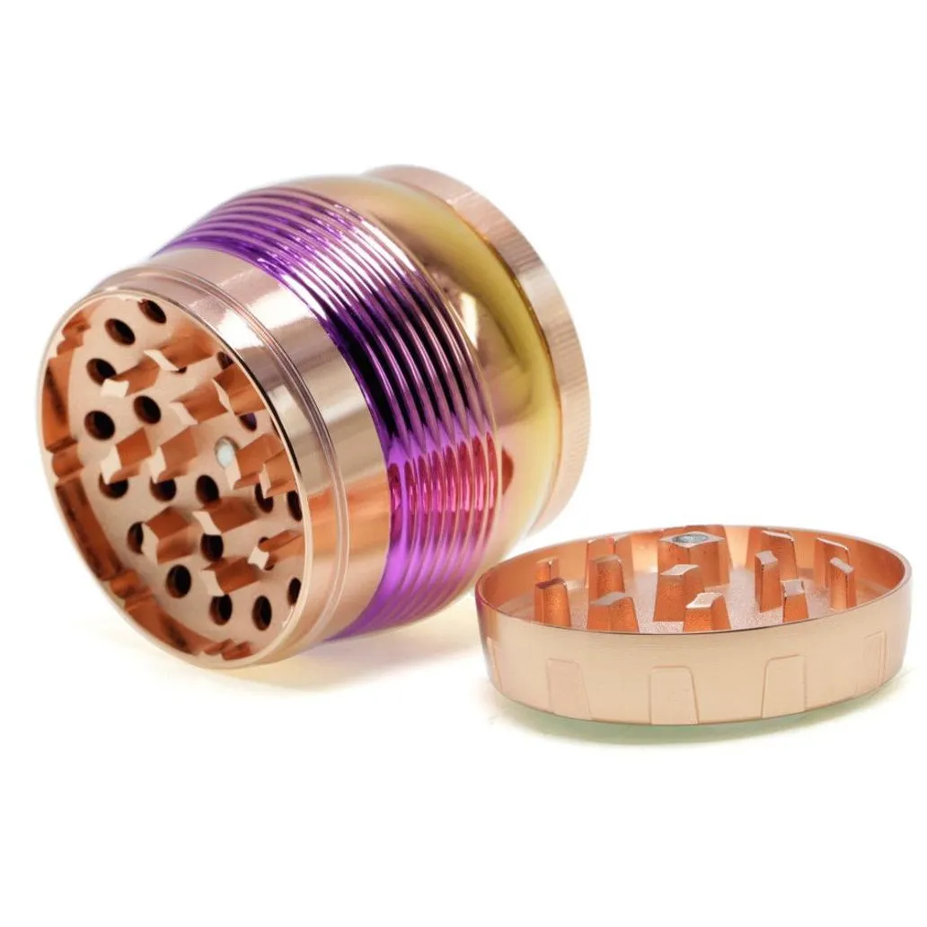 the latest 63x69x69mm smoke grinder zinc alloy four -layer multi -color striped large -capacity smoke grinding heater selection support custom